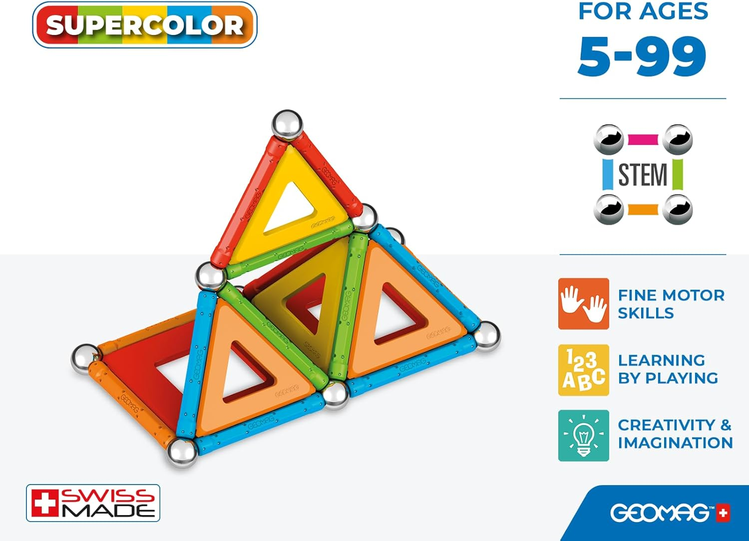 Geomag - Supercolor Magnetic Constructions for Kids, Magnetic Toy, Green Collection 100% Recycled Plastic, 52 Pieces image number 3