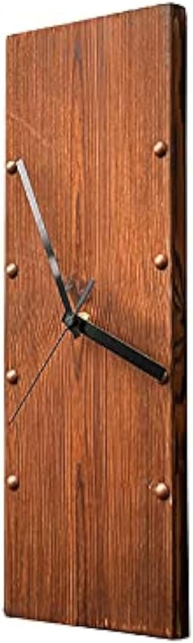 KOLYMAX Wooden Wall Clock Silent Non-Ticking, Frameless Rectangle Art Wall Clocks Farmhouse Wall D&eacute;cor，Handmade Clocks Decorative for Home Living Room Kitchen Office, 5.78 X16.6Inch Rustic image number 6