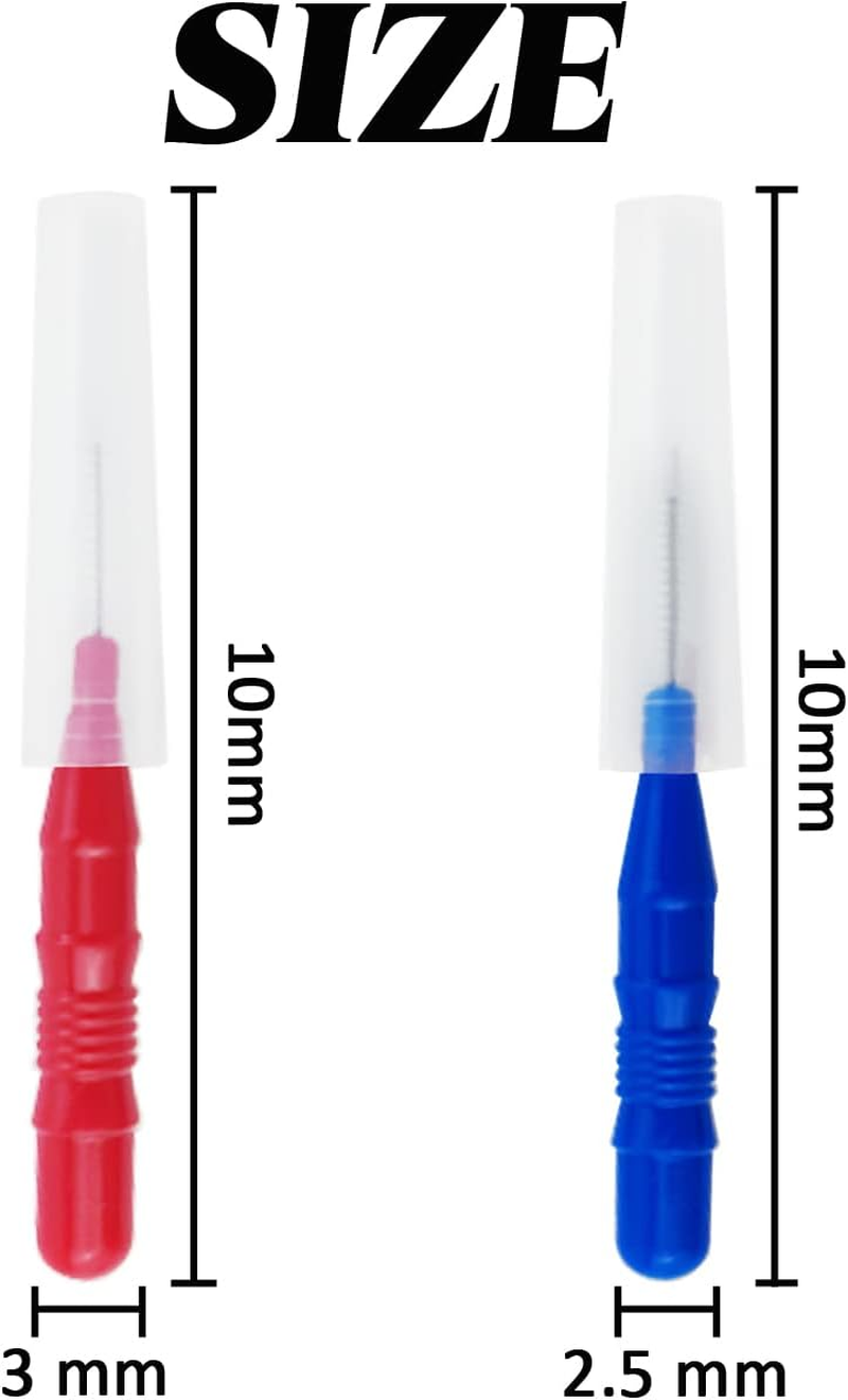 GXXMEI 100PCS Braces Dental Brush Flosser for Cleaner Interdental Brush Toothpick Dental Tooth Flossing Head Oral Dental Hygiene Toothpick Cleaners Cleaning Tool (Red and Blue) image number 1
