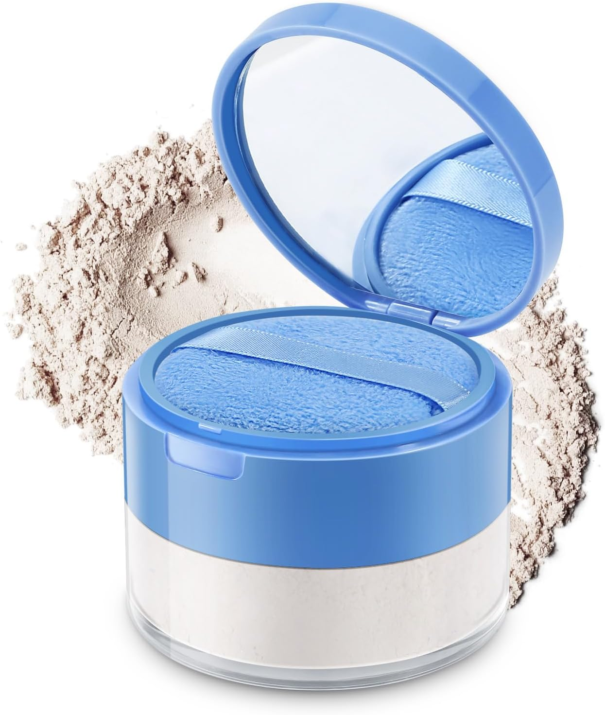 Apooliy Matte Setting Powder,Waterproof & Long-Lasting Loose Powder for Flawless Finish,Minimizes Pores,Oil-Control,Sweat-Proof Makeup Powder,Includes Puff & Mirror