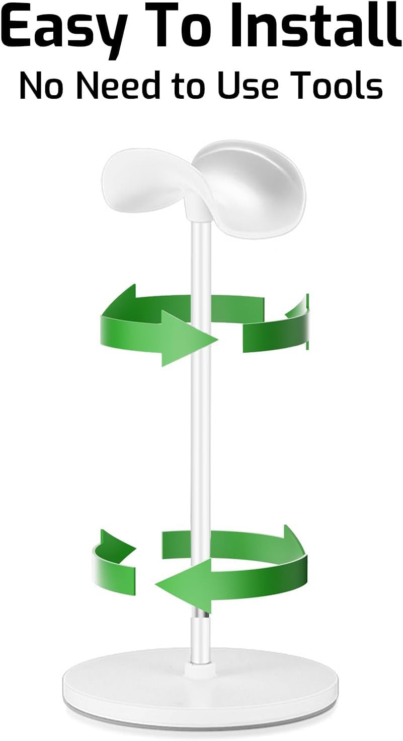 Tzylomirx Headphone Stand, Headphone Holder - Compatible with Airpods Max, Beats, Bose and Most Gaming Headphones, Headset Stand with Storage Tray! No Tools Required YO - 2 (White) image number 5