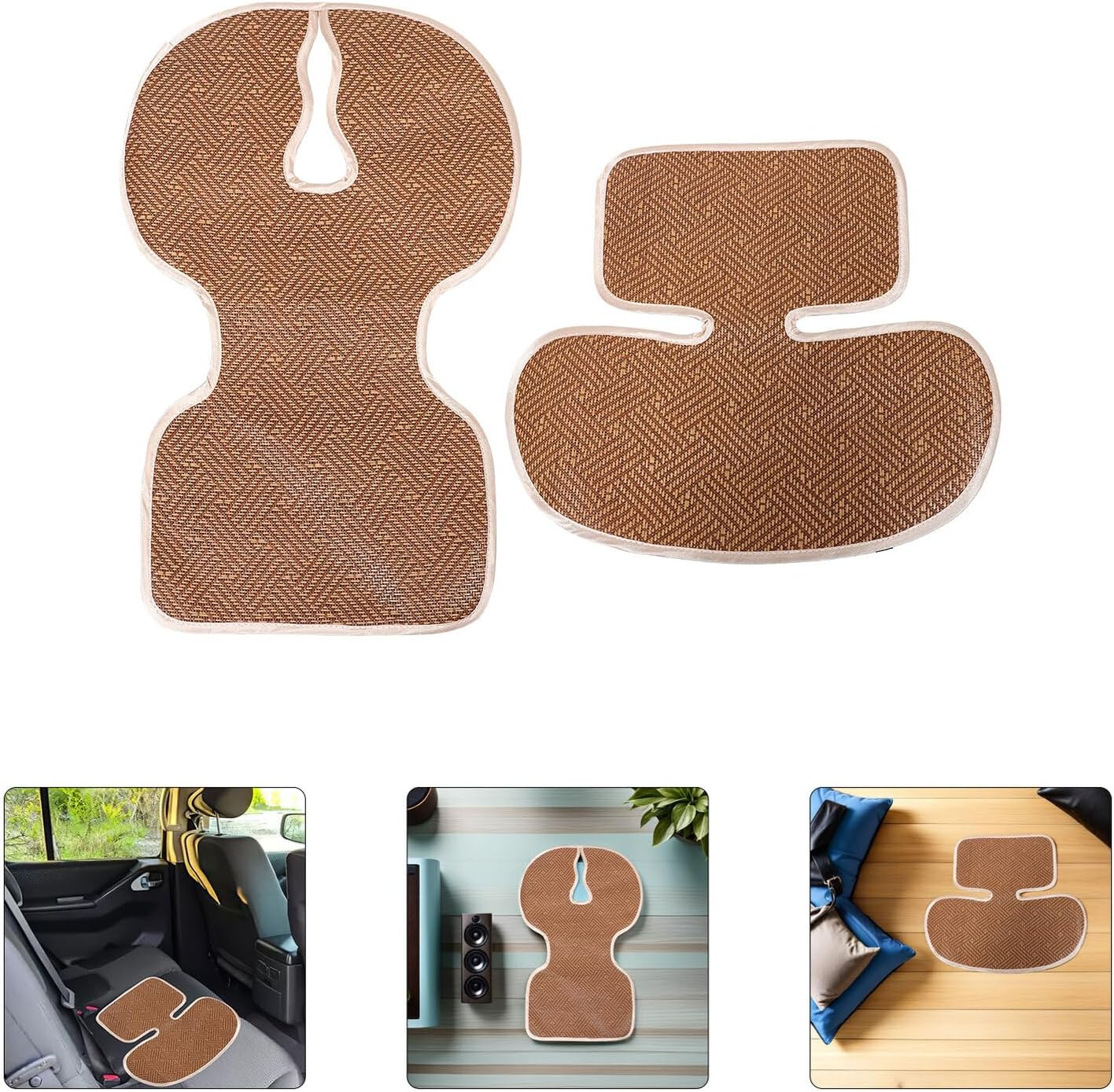 Universal Rattan Cooling Seat Pad for and Seat, Breathable Moisture-Wicking Pram Liner Mat Air Flow 3D Design, Summer Pushchair Cushion Insert image number 4