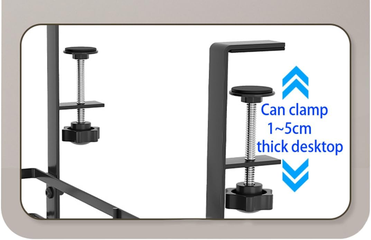 Virellisee 2 Pack under Desk Cable Management Tray No Drilli, Metal Cable Tray with Clips for Desktop Socket Management, Cord Organizer for Office and Home (Black) image number 2