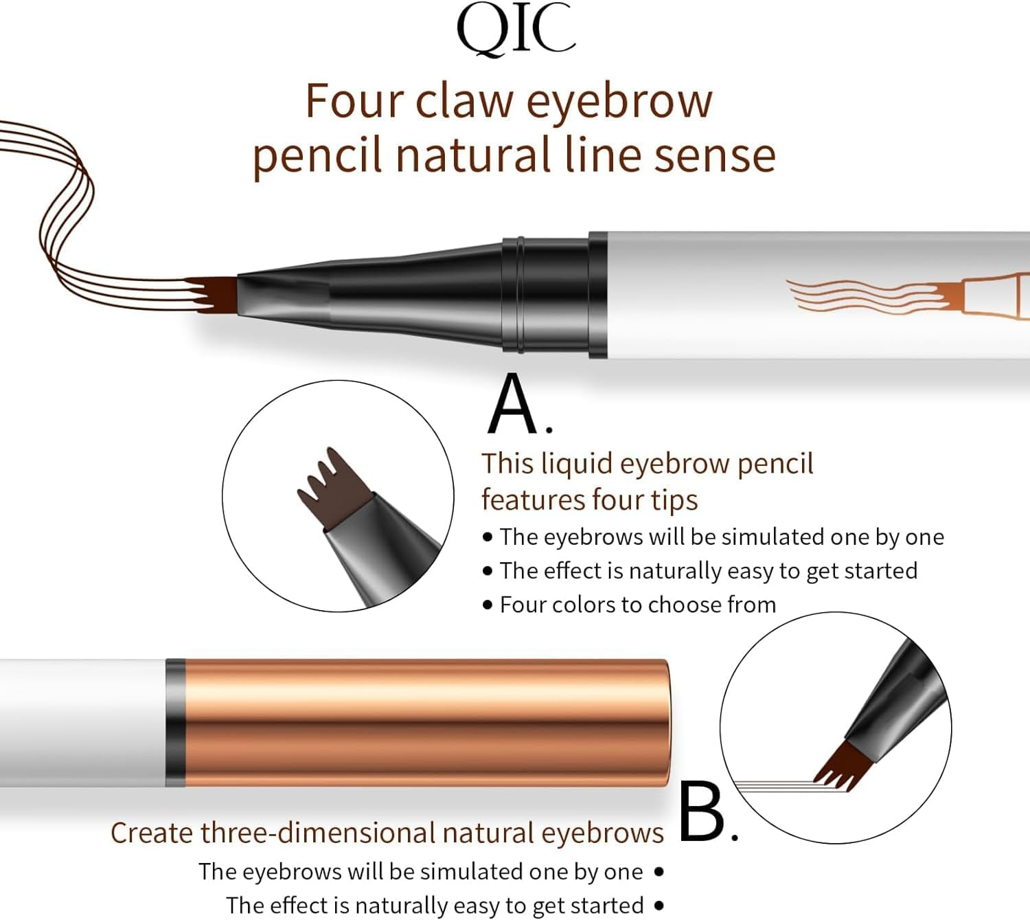 Pack of 2 Microblading Eyebrow Pencils, 2025 Upgraded 3D Waterproof with 4 Fork Tips, Durable, Natural, Finer, Magic Eyebrow Pencil for Women and Girls (Dark Brown Pack of 2)