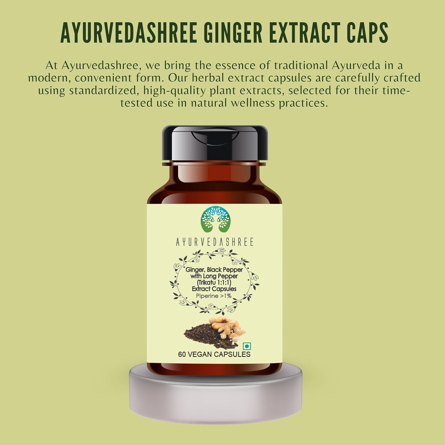 Trikatu Extract 500Mg - 60 Vegetarian Capsules | Ginger with Black Pepper & Long Pepper Extract | | All Natural | 100% Vegan | Gluten-Free | GMP Certified. image number 6