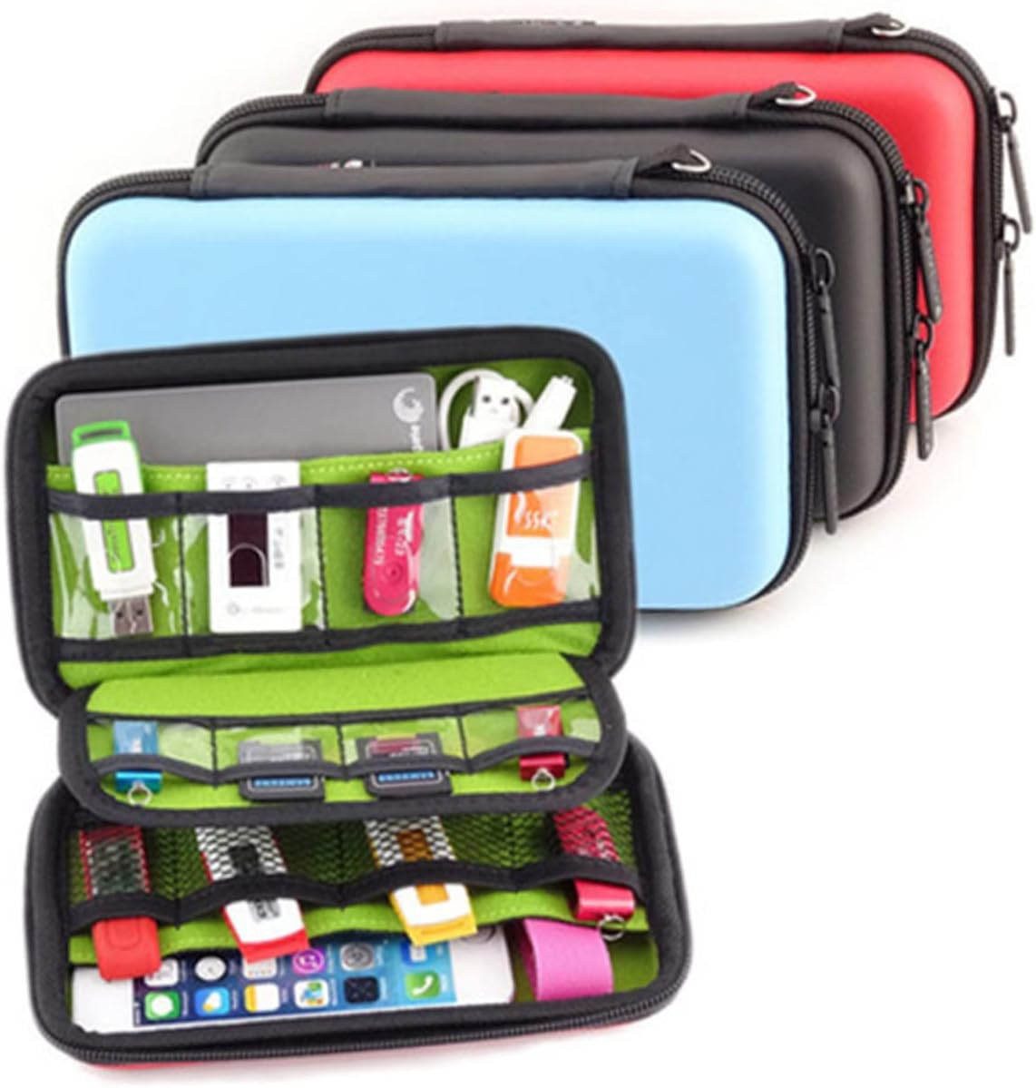 CAXUSD Travel Electronics Organizer Bag Waterproof Storage Pouch Padded Dividers Small Zipper Pocket Easy to Carry Handle for Home Travel