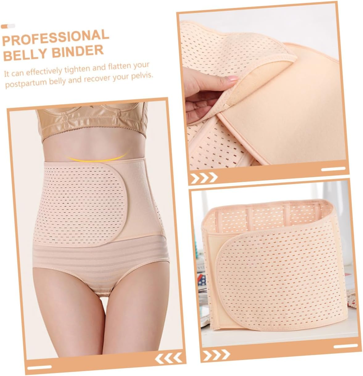 2Pcs Postpartum Belly Brace for Women Skin Friendly Breathable Abdominal Binder with Lumbar Support Elastic Maternity Belly Bands for Pelvic and Waist Slimming Beige
