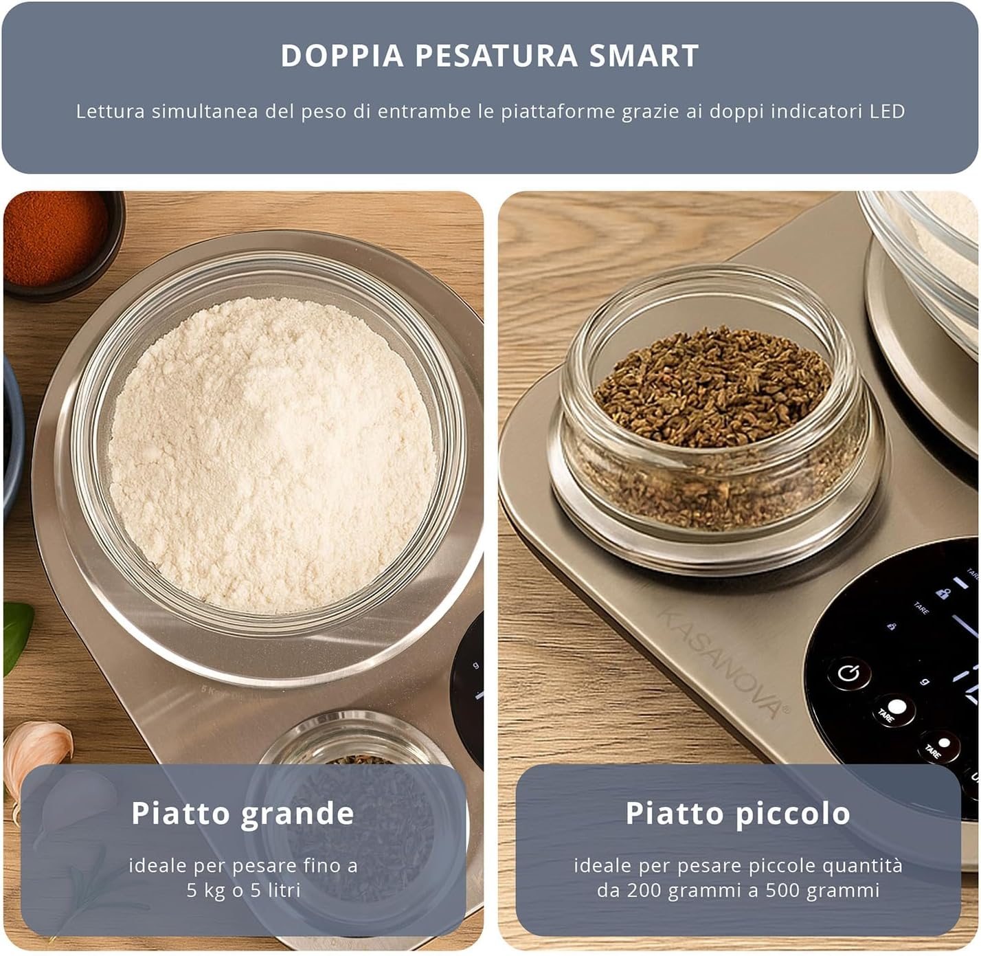 Kasanova Smartchef Digital Kitchen Scales Double Platform, Stainless Steel ABS Plastic Electronic Components image number 4