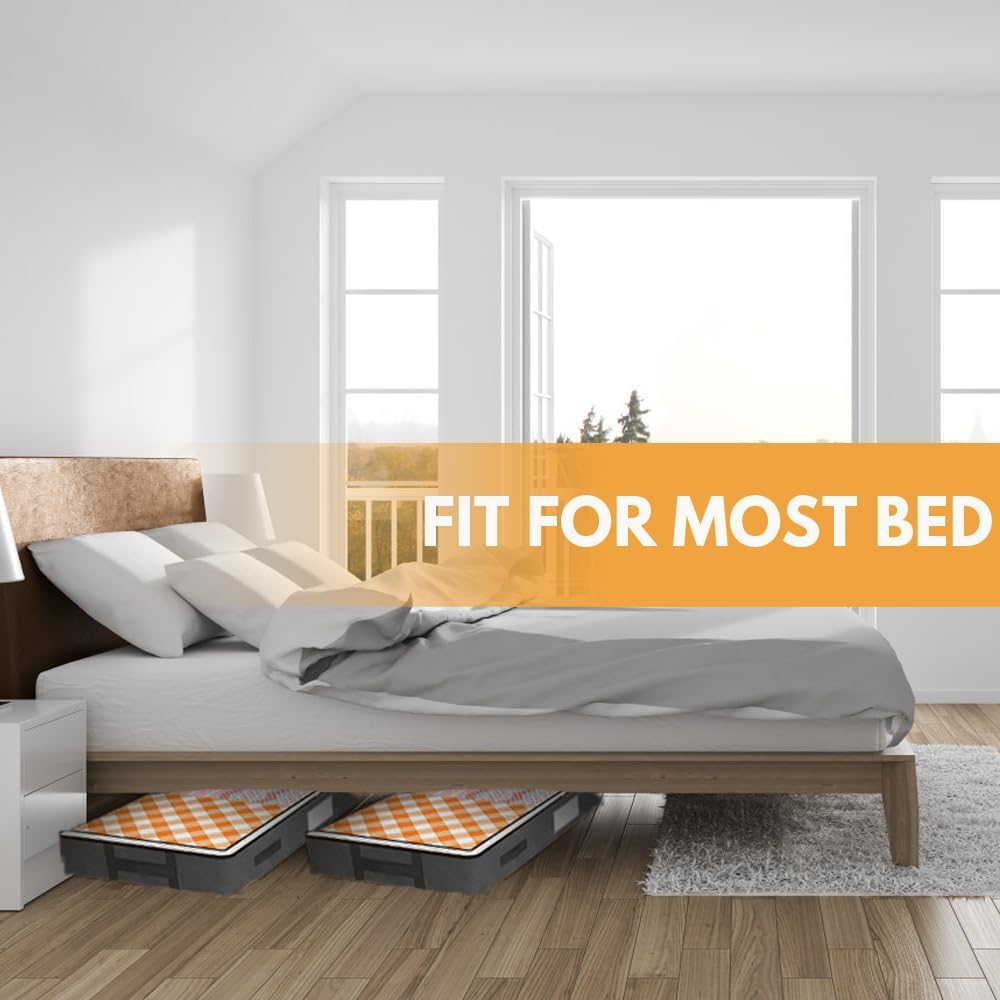 2-Pack 90L Underbed Storage Bags,H HOME-MART under Bed Shoe Storage Containers Clothes Organizers with Reinforced Handles,See-Through Window Sheet Organiser for Clothing, Blankets (2-Pack) image number 3