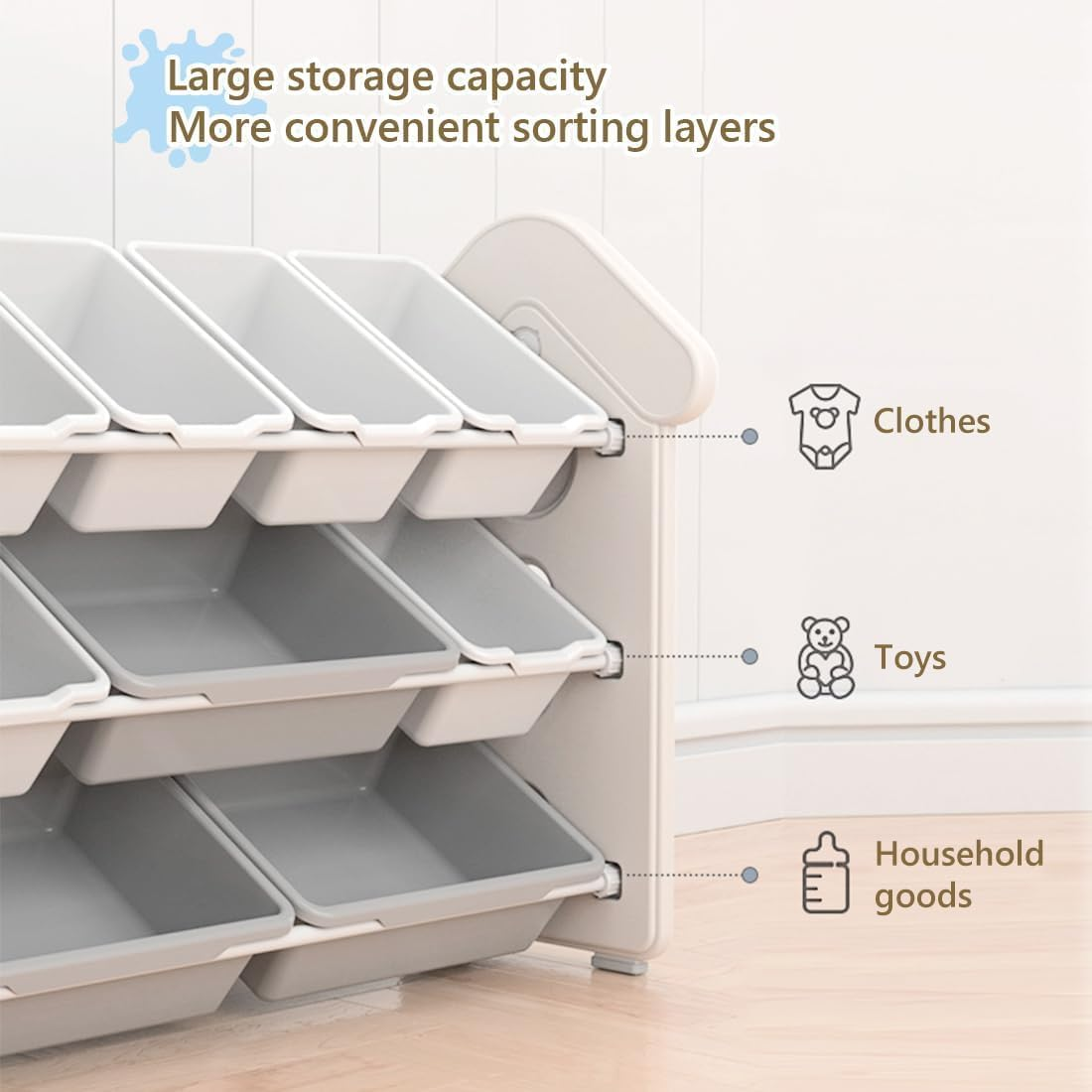 Toy Organizers,Kids Storage Organizer for Toys, Toddler Bedroom Furniture for Toys (White, 97 X 40 X 89 Cm) image number 5