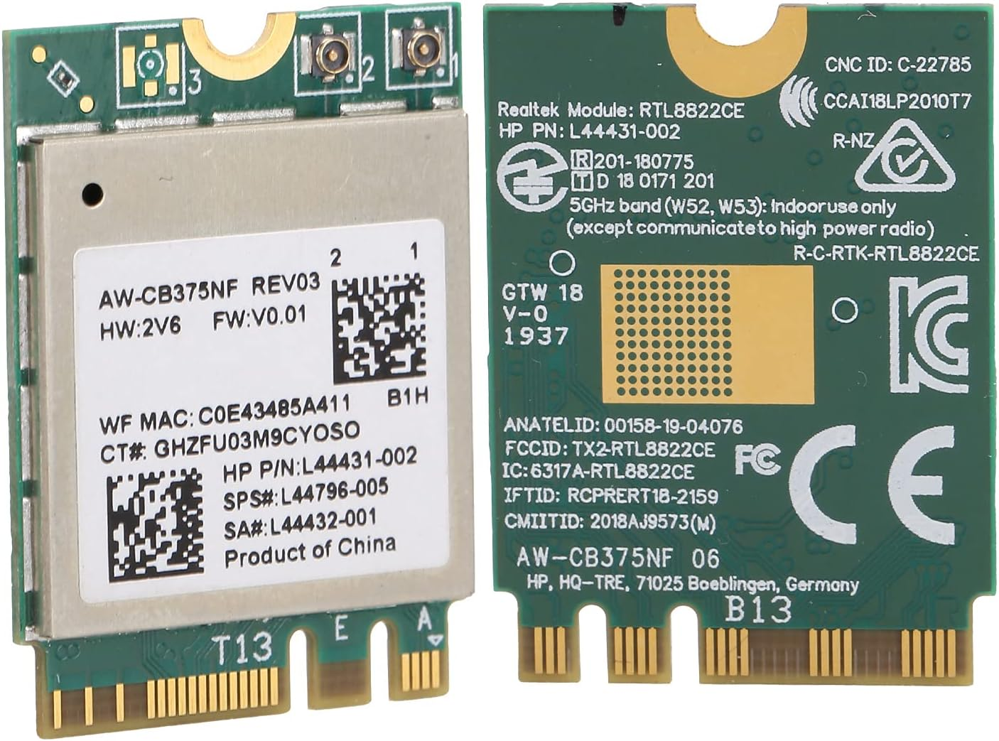 ASHATA Wifi Card, Wifi Module 2.4/5.0Ghz, Bluetooth 5.0 M.2 NGFF Wireless Network Card 802.11A/B/G/N/Ac RTL8822CE, Support for Windows 10/Linux/Android image number 5