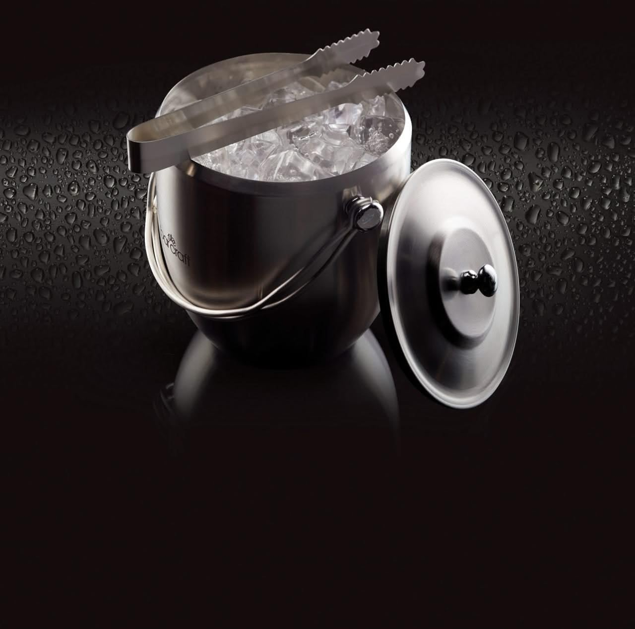 Barcraft Ice Bucket with Lid & Tongs Stainless Steel Gift Boxed image number 3