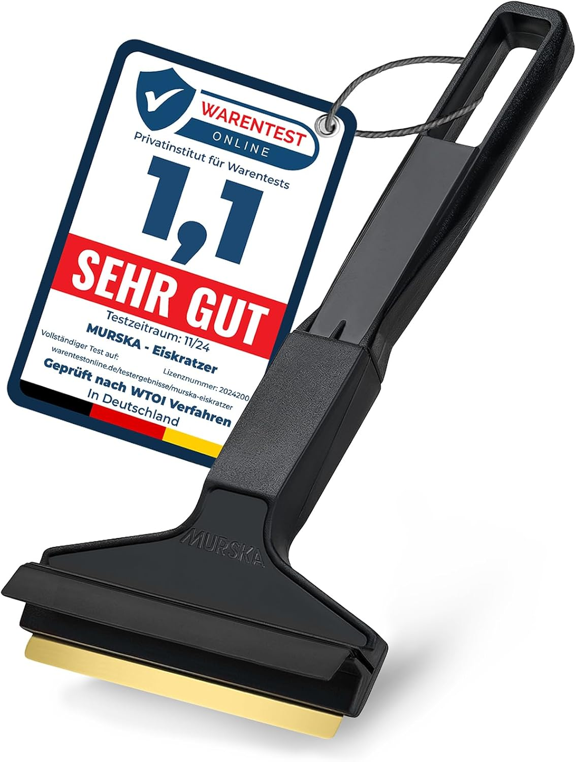 Ice Scraper Car &ndash; Brass Windscreen Scraper Car &ndash; Fast, Effortless & Gentle &ndash; Premium HIPS &ndash; Murska with Brass Blade & Rubber Lip &ndash; Efficient & Safe Snow Scraper Car &ndash; from Finland Black