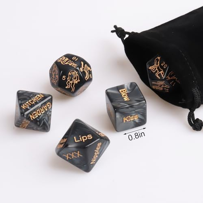 Tnstk Date Night Dice, Funny Couple Dice Game, Portable Couple Dice Kit for Adults Women Men Husband Girlfriend Boyfriend (Black)