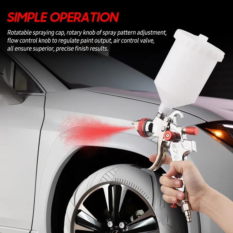 HVLP Spray Gun Paint Gun Auto Paint Air Spray Gun Kit Gravity Feed Car Primer