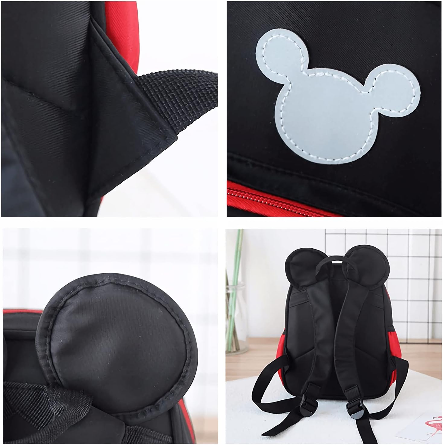Cute Mini Backpacks, Red Cartoon Bag, Mouse Ears Bowknot Travel Daypack