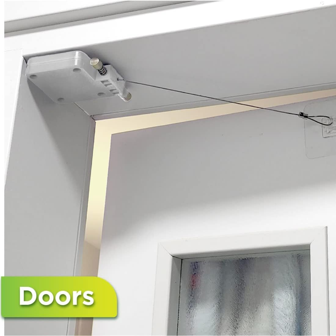 Lily'S Home Automatic Door Closer - Sliding Screen Auto Door Closer. Storm, Gate, Windows and Cabinet Doors Closer, Punch-Free and with Full Control on the Closure Speed and Strength. (2 Pack - White)