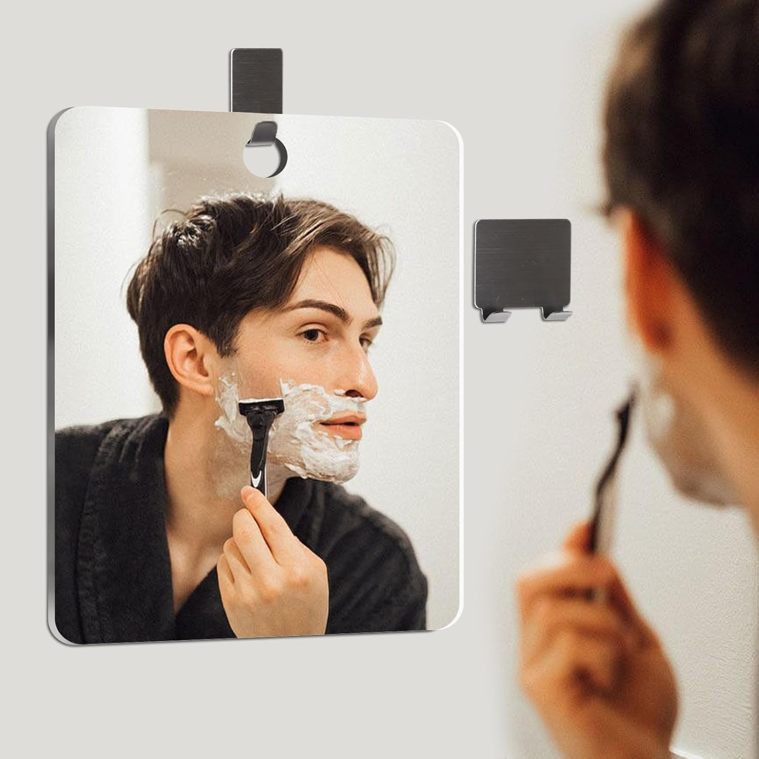 Shower Mirror anti Fog Large Size with Suction Hook and Adhesive Hook Perfect for Shaving
