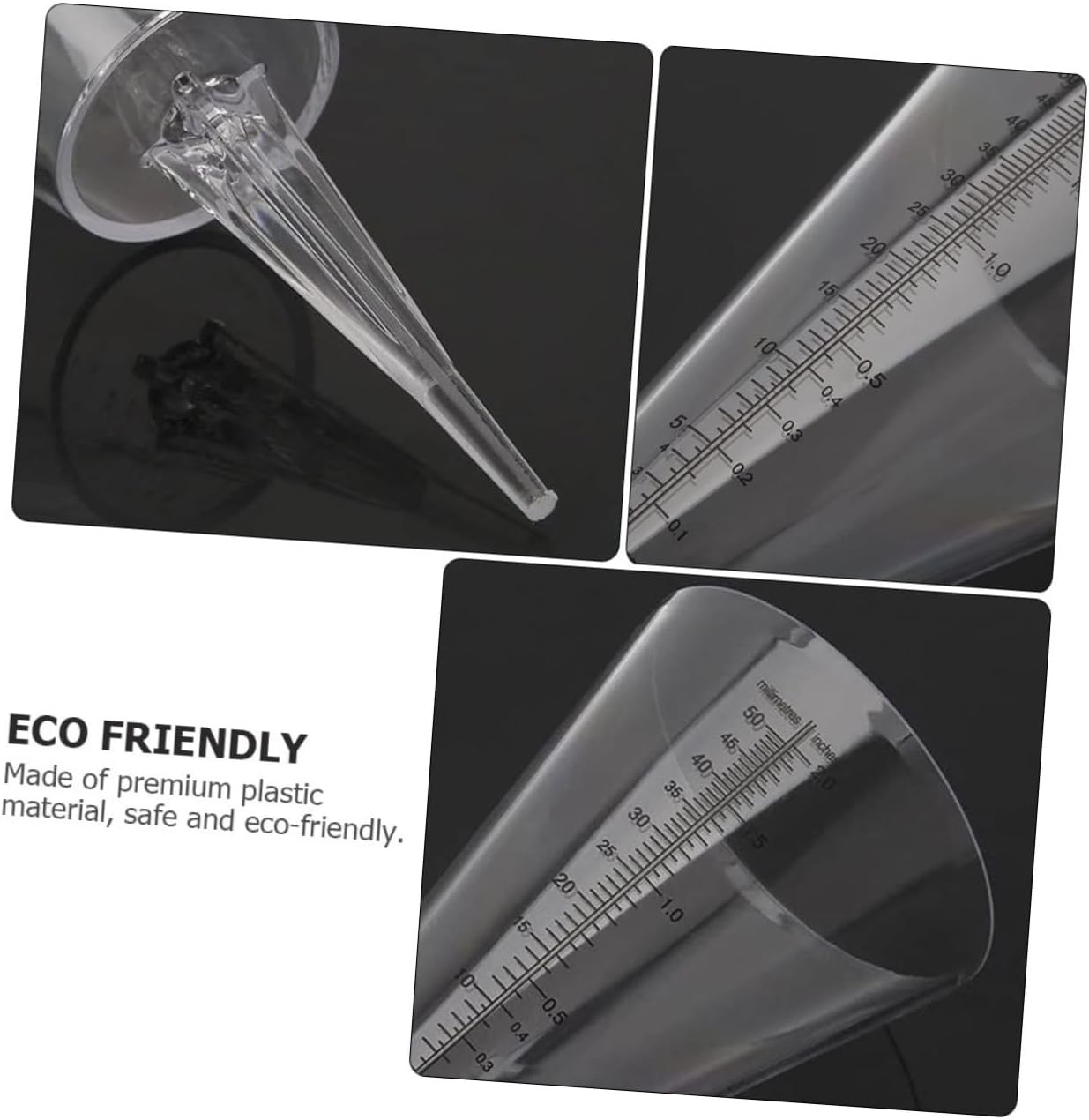 Gadpiparty 3Pcs Clear Conical Rain Gauges with Stakes Plastic Outdoor Rain Measuring Cups for Garden Farming Lawn Large Capacity Graduated Design image number 2