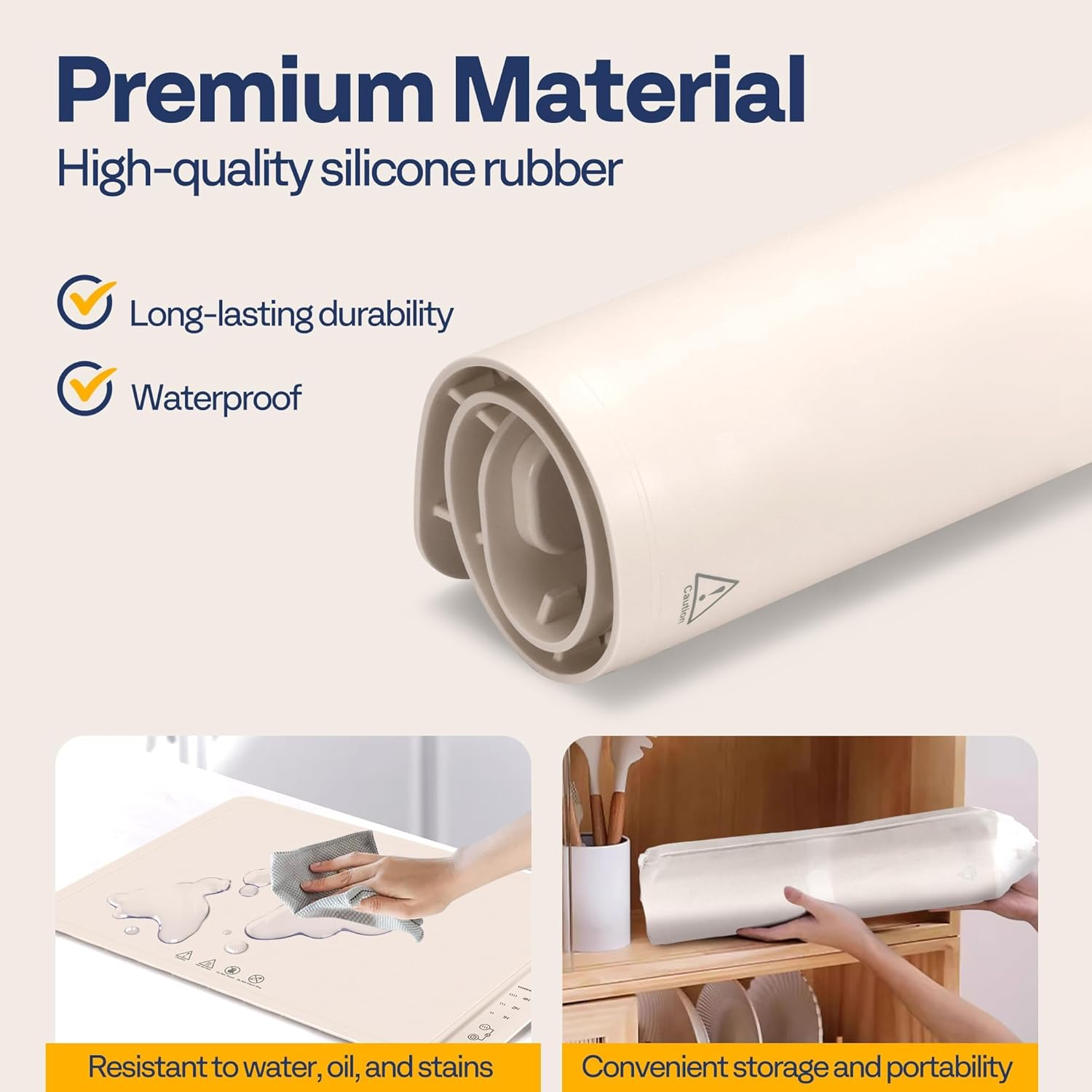 Food Warming Mat for Buffets, Full Surface Heating 3-Level Temperature and Timer Setting, Automatic Child Safety Lock, Electric Silicone Food Warmer for Parties, Gatherings, Khaki image number 6