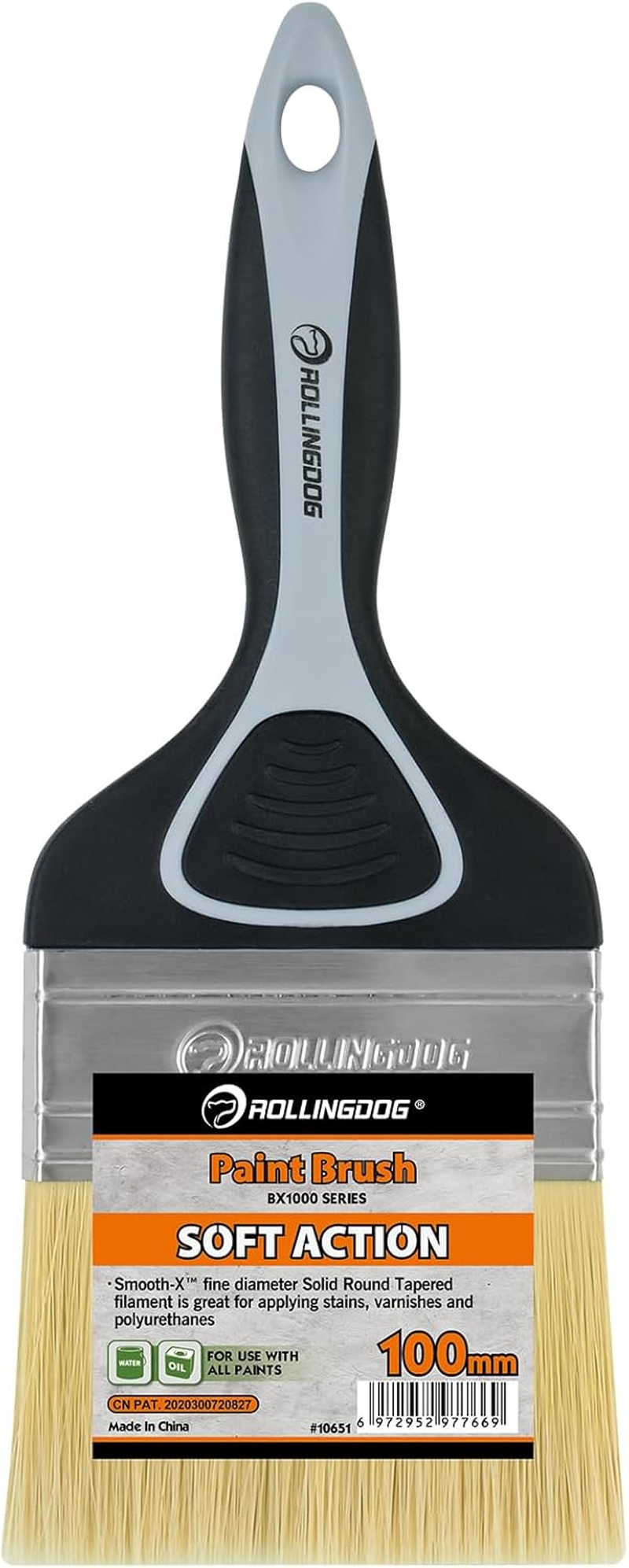 ROLLINGDOG Large Paint Brush- Soft Paint Brush for Smooth Surfaces,Wall Paint,Ceiling,Blinds,Large Surface Areas(100Mm) - 4 Inch Soft Filament image number 6