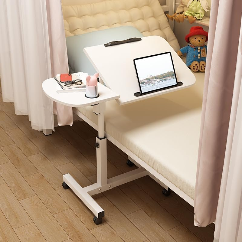 60 * 40Cm Lifting and Rotating Laptop Desk for Home and Office, Movable Bedside Table with Rollers, Adjustable Computer Stand, Sofa Side Table, Coffee Table (Adjustable Rotary Table Top) image number 1