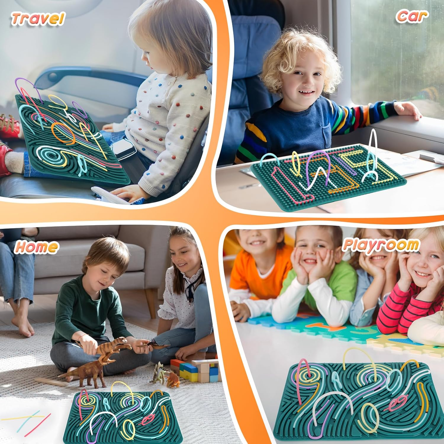 Ddluck Sensorik Activity Board, 29 X 20 Cm, Large Silicone Fidget Toys for Stress Relief, ADHD and Autism, Sensory Toy Activity Board with 40 Sticks for Children from 3 Years and Adults image number 4