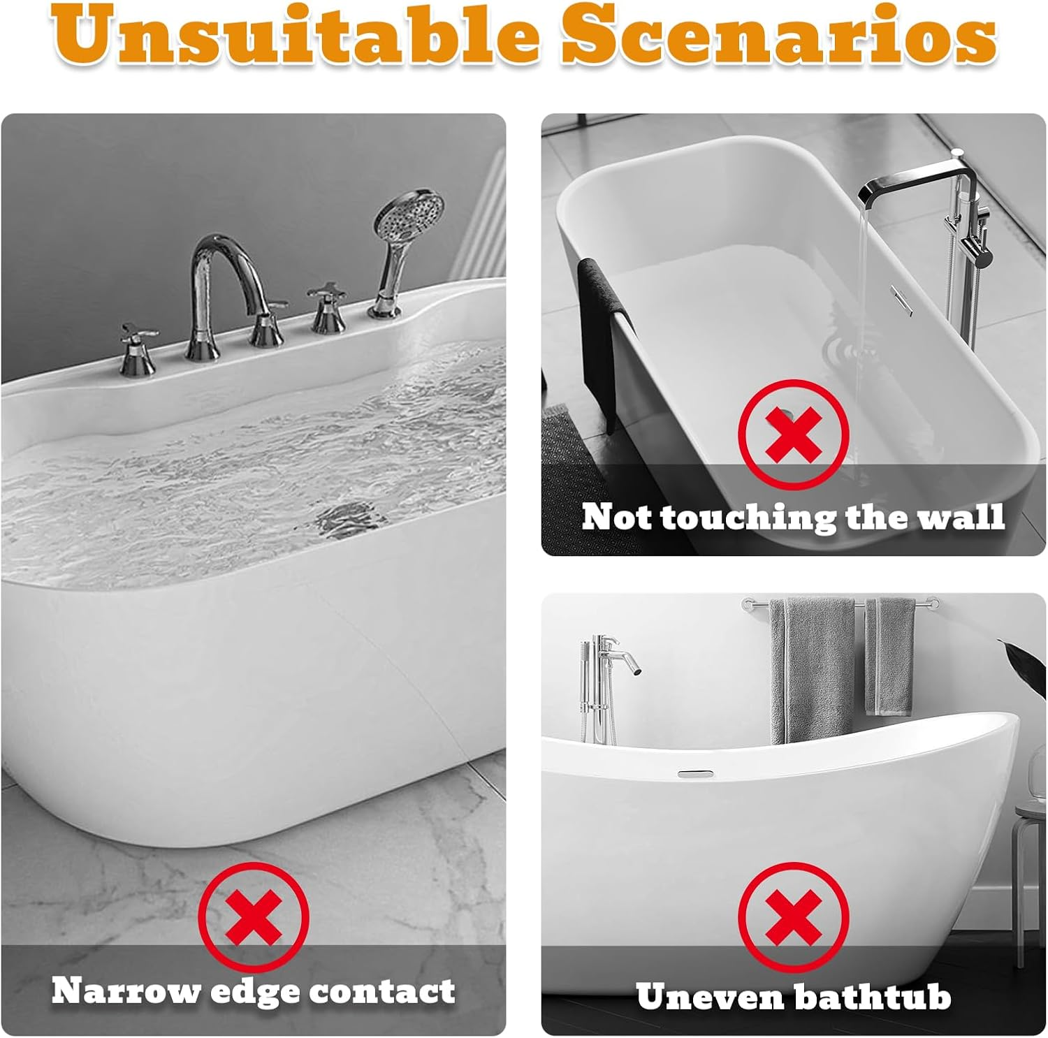 2Pcs Shower Splash Guard, Self- Adhesive Transparent Shower Water Guard, Bath Corner Water Splash Guard to Keep Water in Shower, Tub Splash Guard image number 5