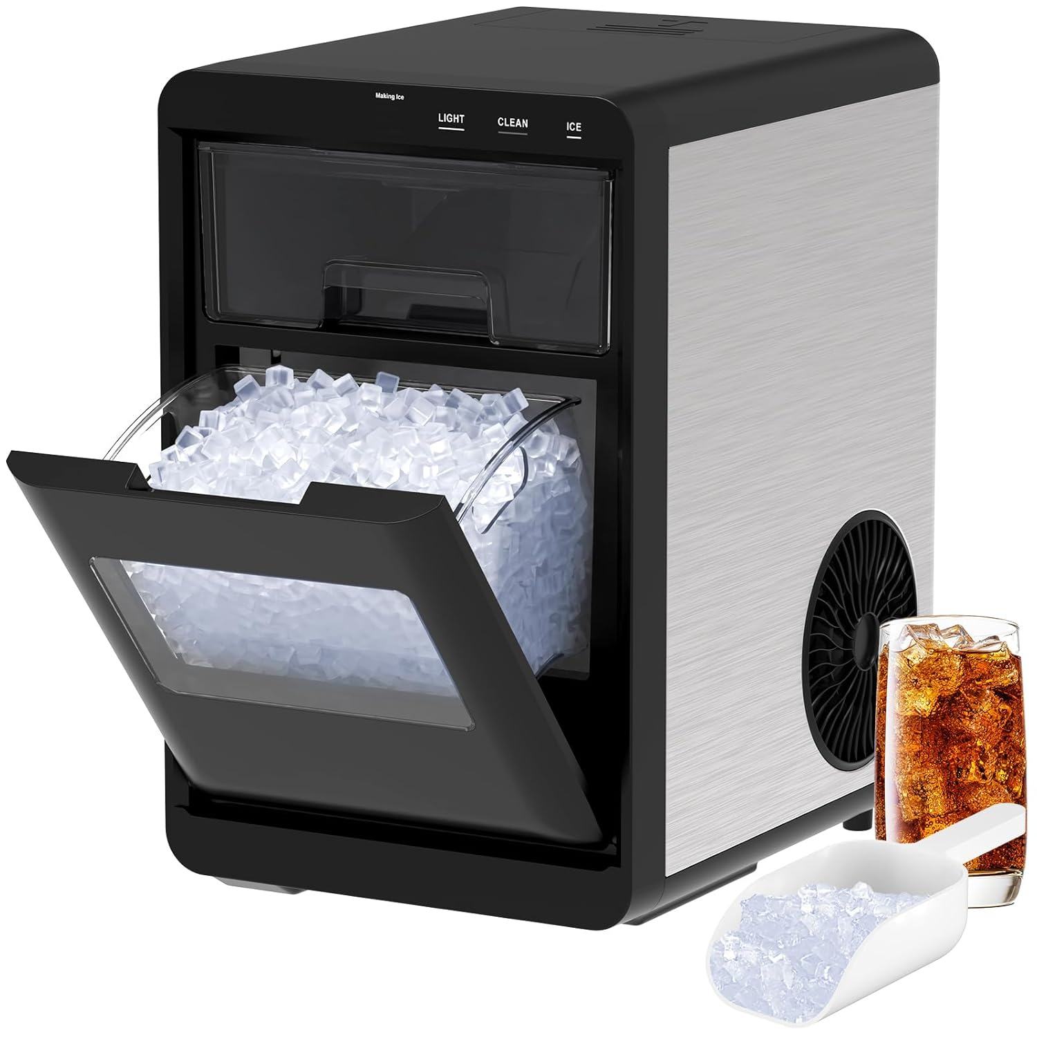 Advwin Nugget Ice Maker, Chewable Ice Machine with Soft Pebble, 20Kg/Day Countertop Ice Maker with 1.8L Water Tank, 1.2KG Ice Basket Kitchen Appliances for Home, Kitchen, Bar, Parties image number 1