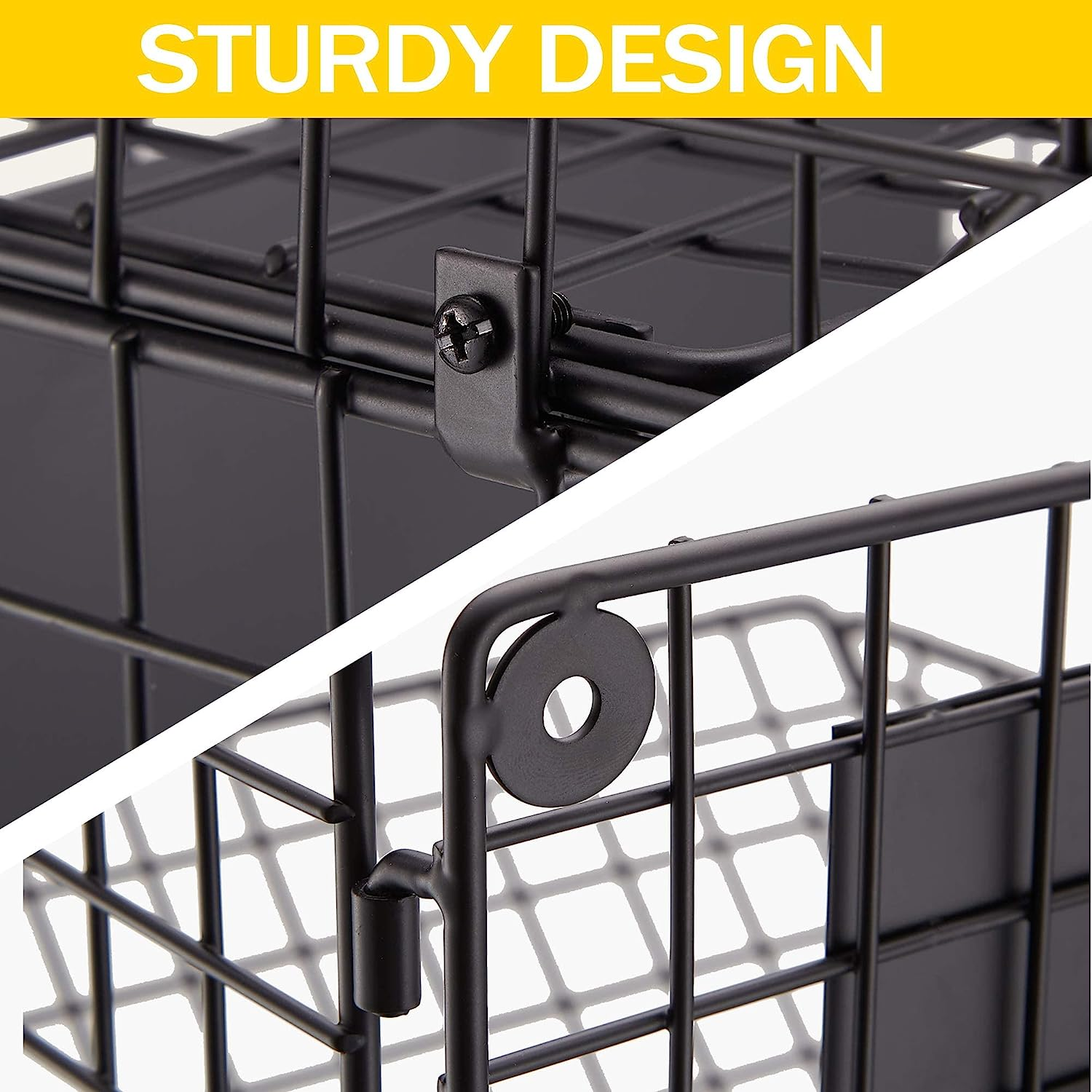 Fruit Vegetable Storage Basket for Kitchen, 3 Tier Stackable Wall Mount & Countertop & Hanging Metal Wire Baskets Organiser with Hooks, Kitchen Produce Tiered Counter Organizer Bin Rack(Black)