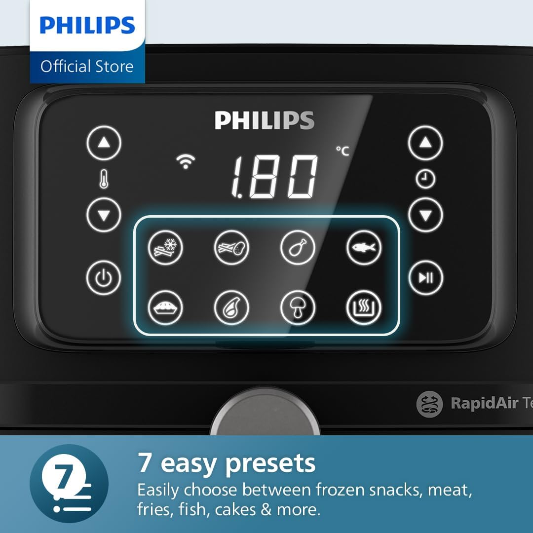 Philips 5000 Series XXL Connected Airfryer - Rapid Air Technology, 16-In-1 Ways to Cook, Large 7.2L Capacity, up to 90% Less Fat, Wi-Fi Connectivity, Dishwasher Safe, Homeid App (HD9285/90) - Black image number 6
