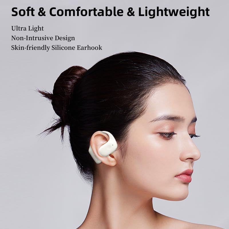 DUVOSS Open-Ear Headphones, True Wireless Earbuds with Microphone, Lightweight, Bluetooth 5.3 Headphones with IPX4 Waterproof, Headsets with Ear Hooks, Air Line Sports Earphones for Workouts Running