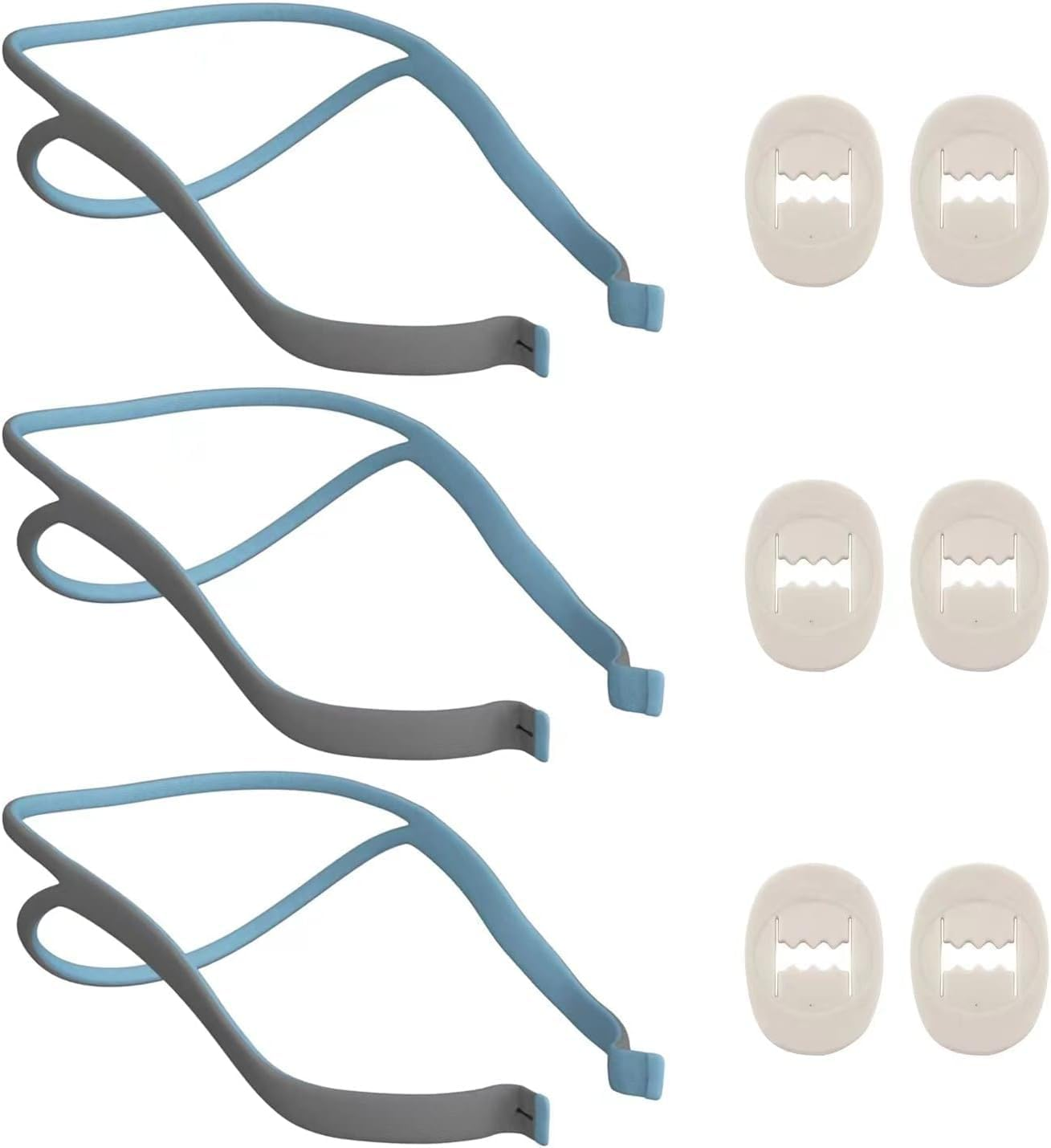 Str-Replacement Headgear Compatible with Resmed Airfit P10 Nasal Pillow CPAP Mask Straps Included 3 Super Elastic Straps and 6 Adjustment Clips(3 Pack) image number 2