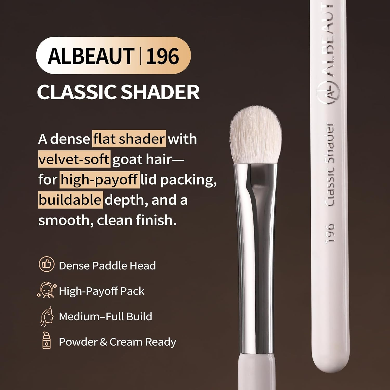 Albeaut Eye Shadow Brush for Shading, Dense & Soft Eyeshadow Applicators for Smokey Eyes Makeup, Powder Eye Shadow Blender (196 Classic Shader) image number 4