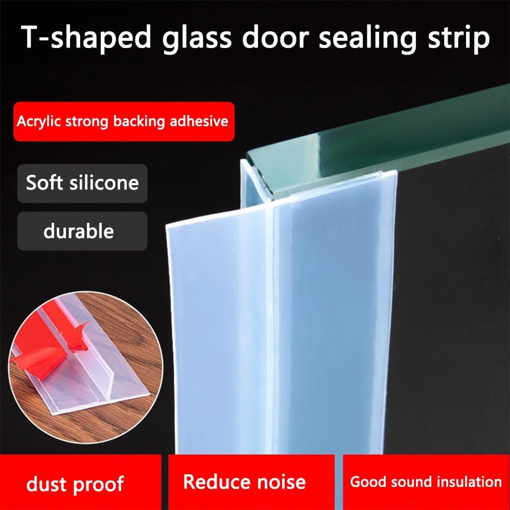 6M T-Shaped Weather Stripping Door Seal,Clear Silicone Weather Stripping Door Seal Strip Double-Sided Self Adhesive Seal Strip for Side of Door Frame, Window, Shower Glass, Strong Adhesive image number 5
