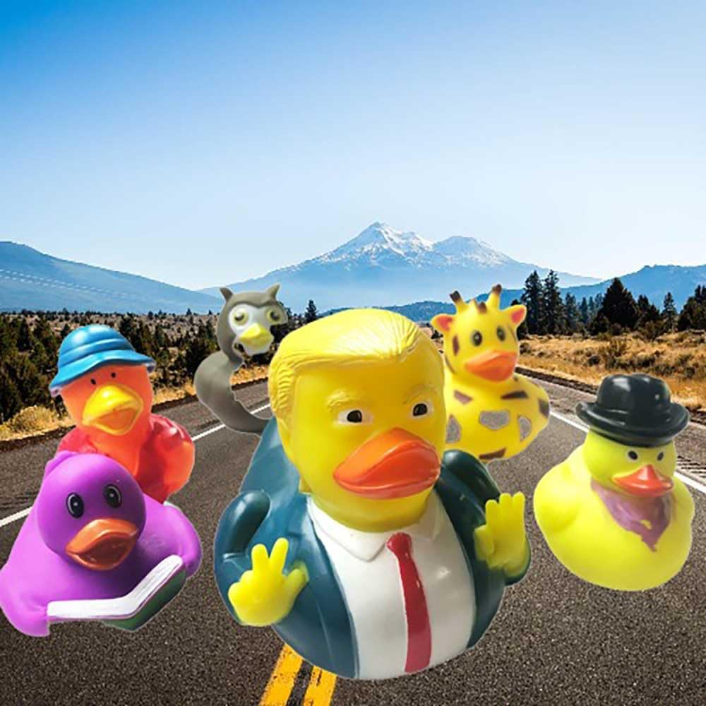 Donald Trump Flag Rubber Duck Decoration - Ornament for Car Dashboard or Bath, with Flag in Hand image number 4