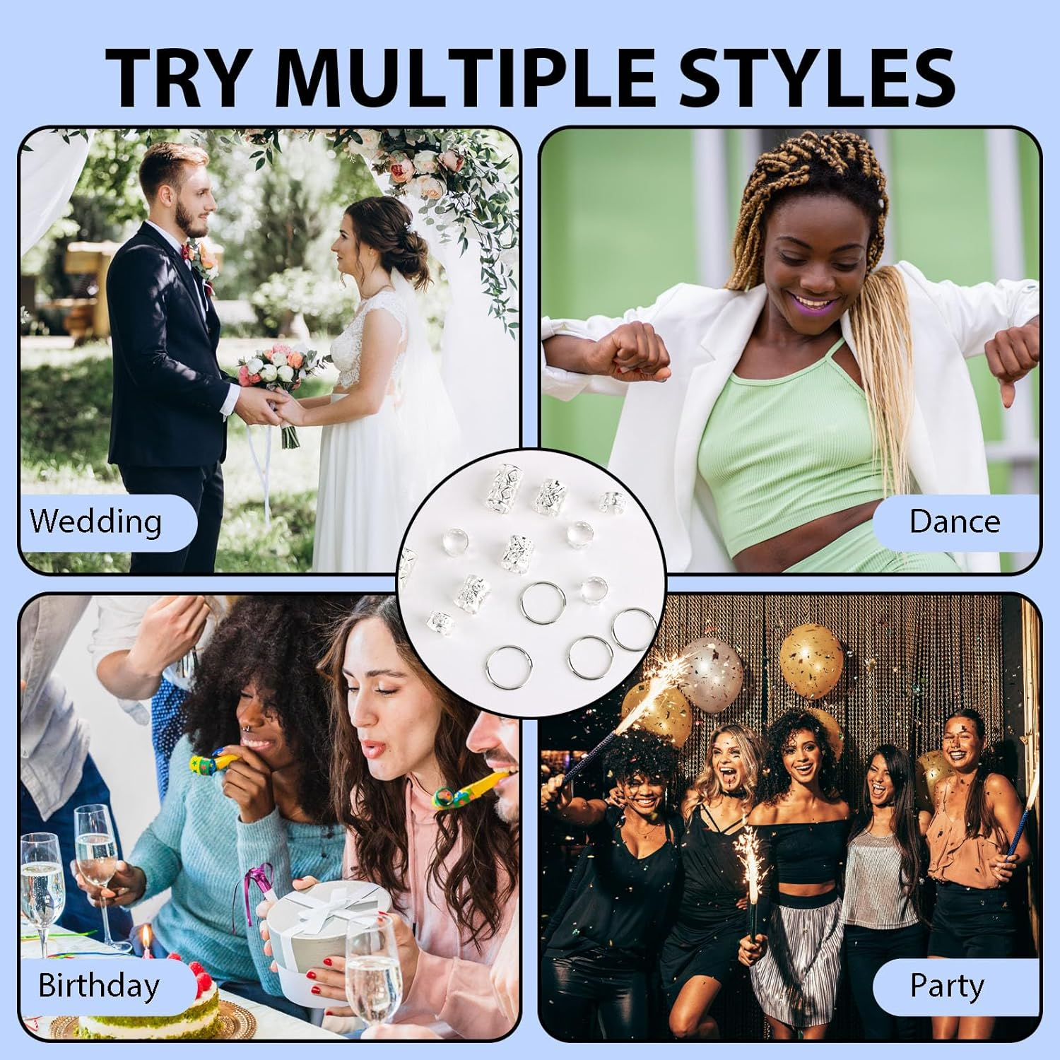 Pack of 80 Silver Dreadlocks Jewellery Viking Hair Accessories, Cuff Clips for Dreadlock Accessories, Adjustable Cuffs, Hair Beads, Hair Spirals, for Dreadlocks for Men, Women, Girls and Boys Braids image number 3