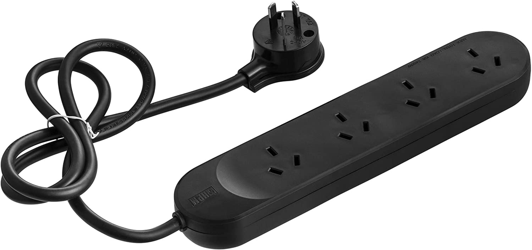 HPM Standard 4 Outlet Powerboard Black