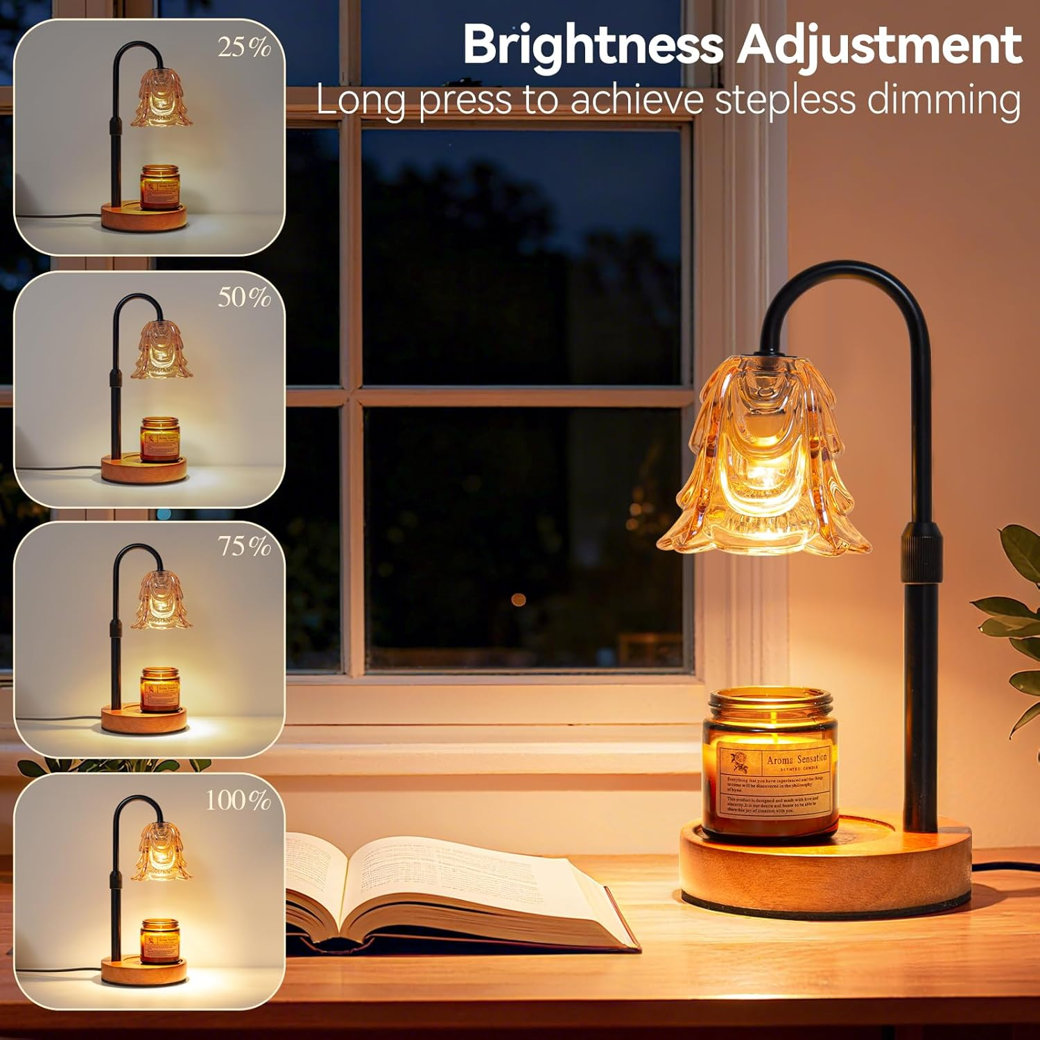 Roshin Candle Warmer Lamp Timer & Dimmable Electric Candle Warmer for Scented Jar Candles, Elegant Home Decor Candle Lamp for Bedroom, Living Room, Gift image number 1