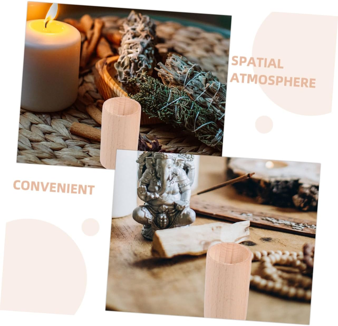 FRCOLOR Aromatherapy Display Pillars in Mini Cylinder Wood Base 4Pcs Essential Oil Diffuser Holder Elegant for Home Decor image number 1