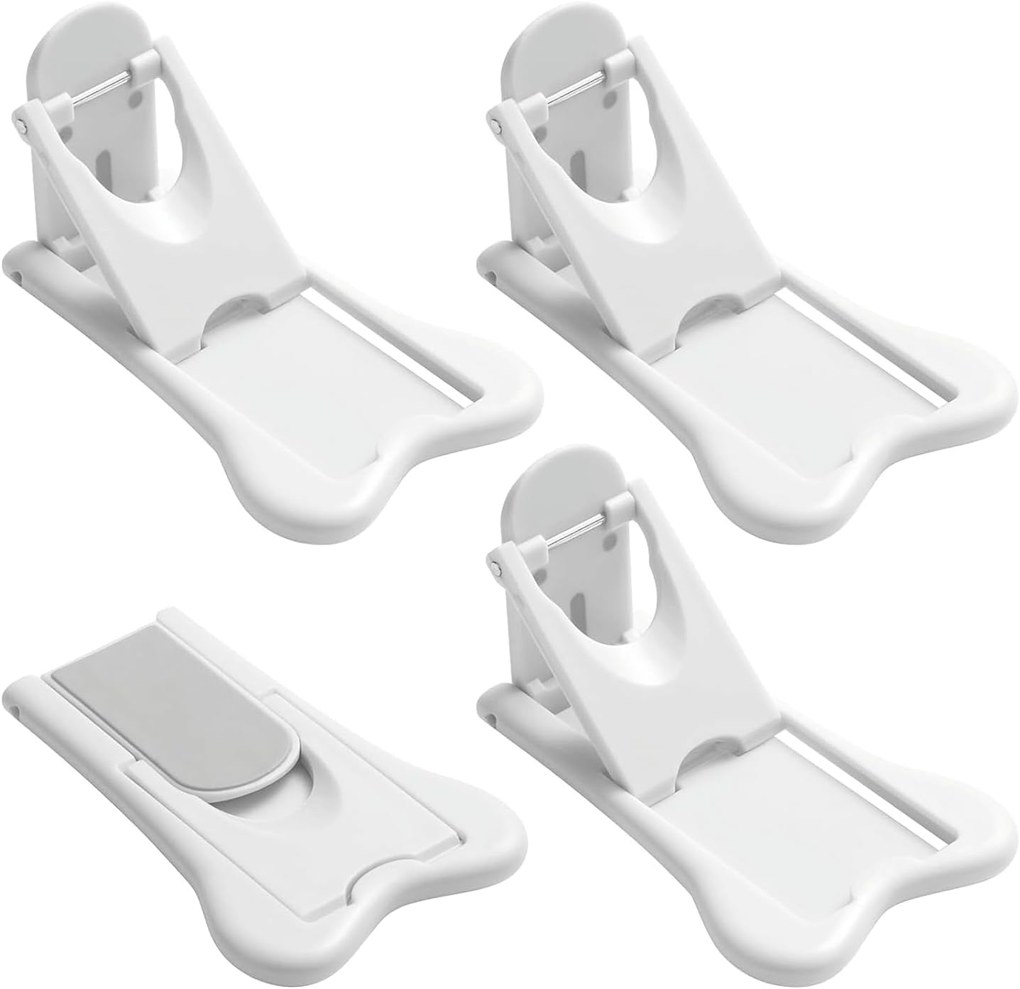 Sliding Door Lock for Safety, 4 Pack No Drill Adhesive Security Latches for Sliding Glass Doors Cabinets and Windows image number 2