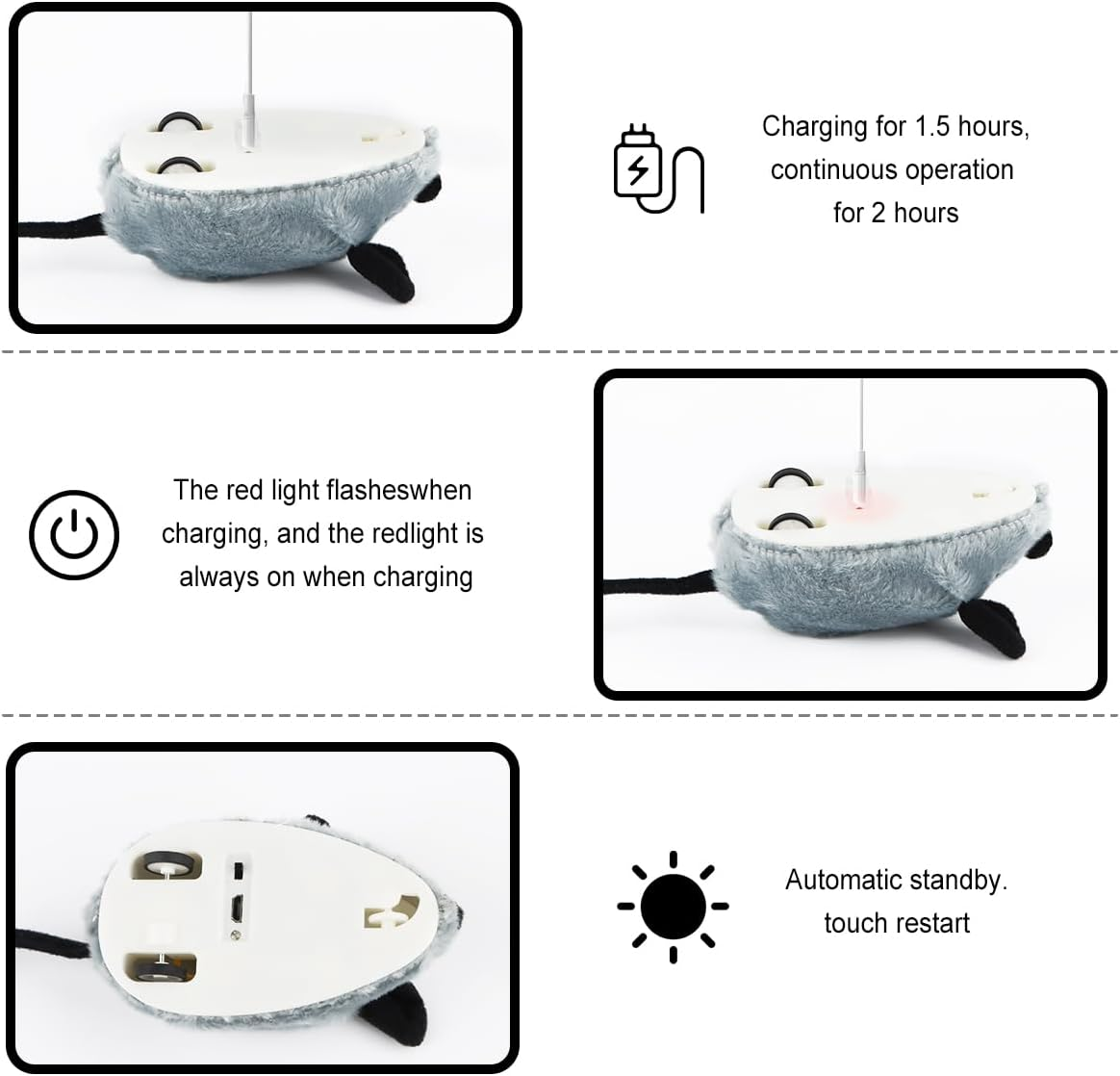 Cat Toy Mouse Cat Toy Mice Cat Toy Interactive Plush Cat Toy Mouse for Cat Interactive Toy Mouse for Cat Run against Boredom image number 4