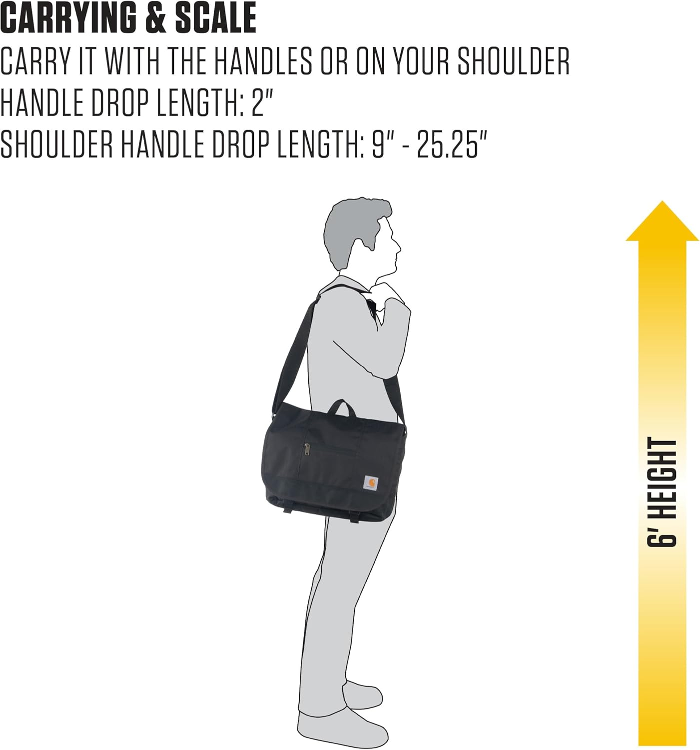 Carhartt, Durable Water-Resistant Work, Ripstop Messenger Bag (Black) image number 6