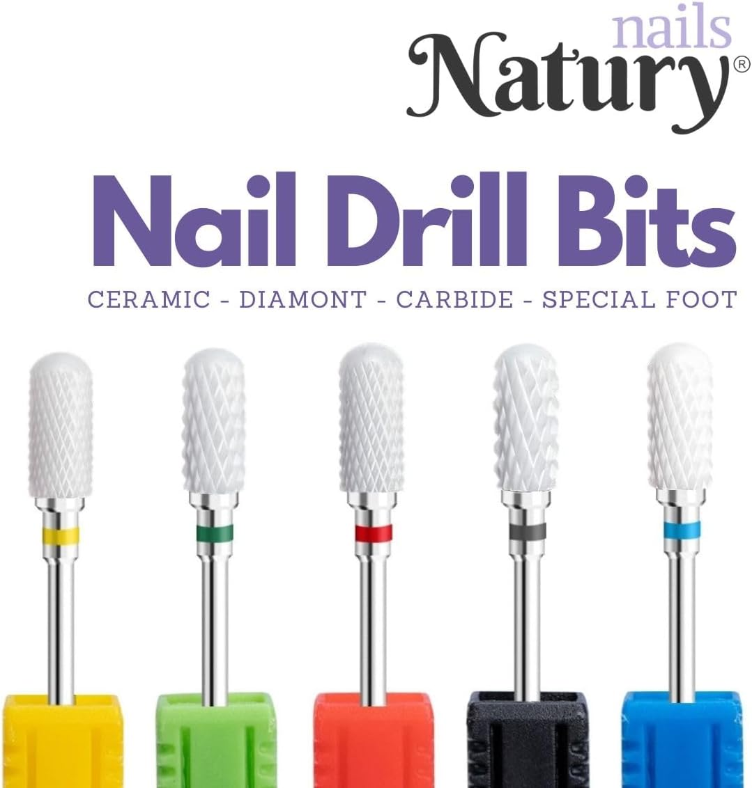 Natury Nails Ceramic Drill Bit for Nail Lathe Machine Manicure Pedicure Nail Polish Acrylic Nails Gel Nails Grain image number 2