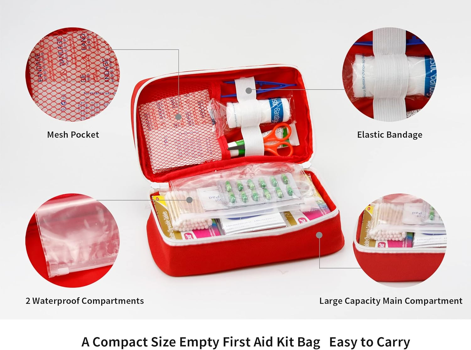 Portable Empty First Aid Kit Bag, Travel Medicine Pouch, Small Medical Bag