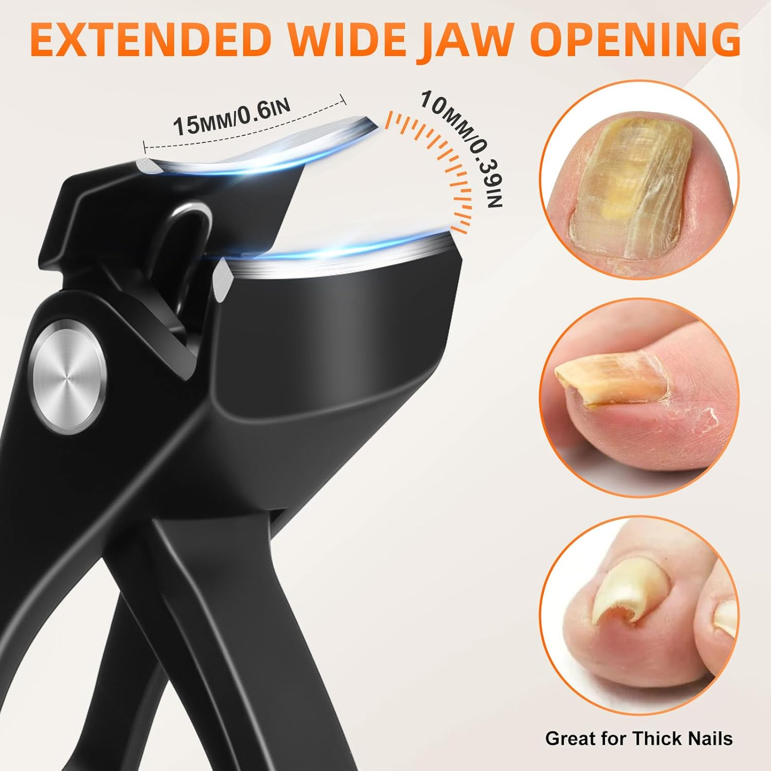 Angled Head Toe Nail Clippers for Thick Nails for Seniors, Slanted Large Toenail Clippers for Men with Wide Jaw, Heavy Duty Sharp Edgy Fingernail Clipper with Long Handle image number 4