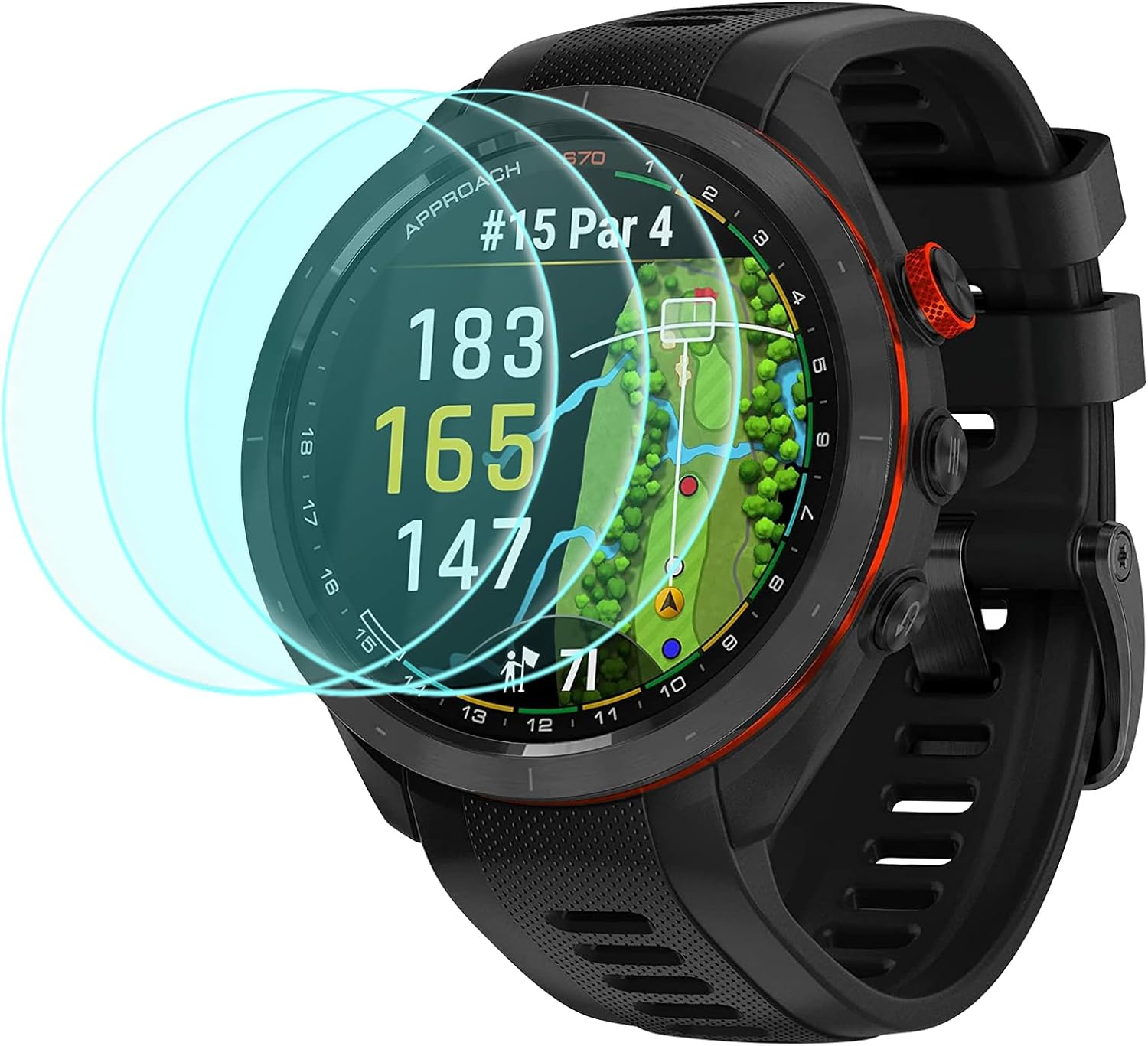Duttek Tempered Glass Screen Protector (3 Pack Designed for Garmin Approach S70 (47Mm), 2.5D 9H Hardness Anti-Scratch Tempered Glass Protective Film for Garmin Approach S70 47Mm Smartwatch