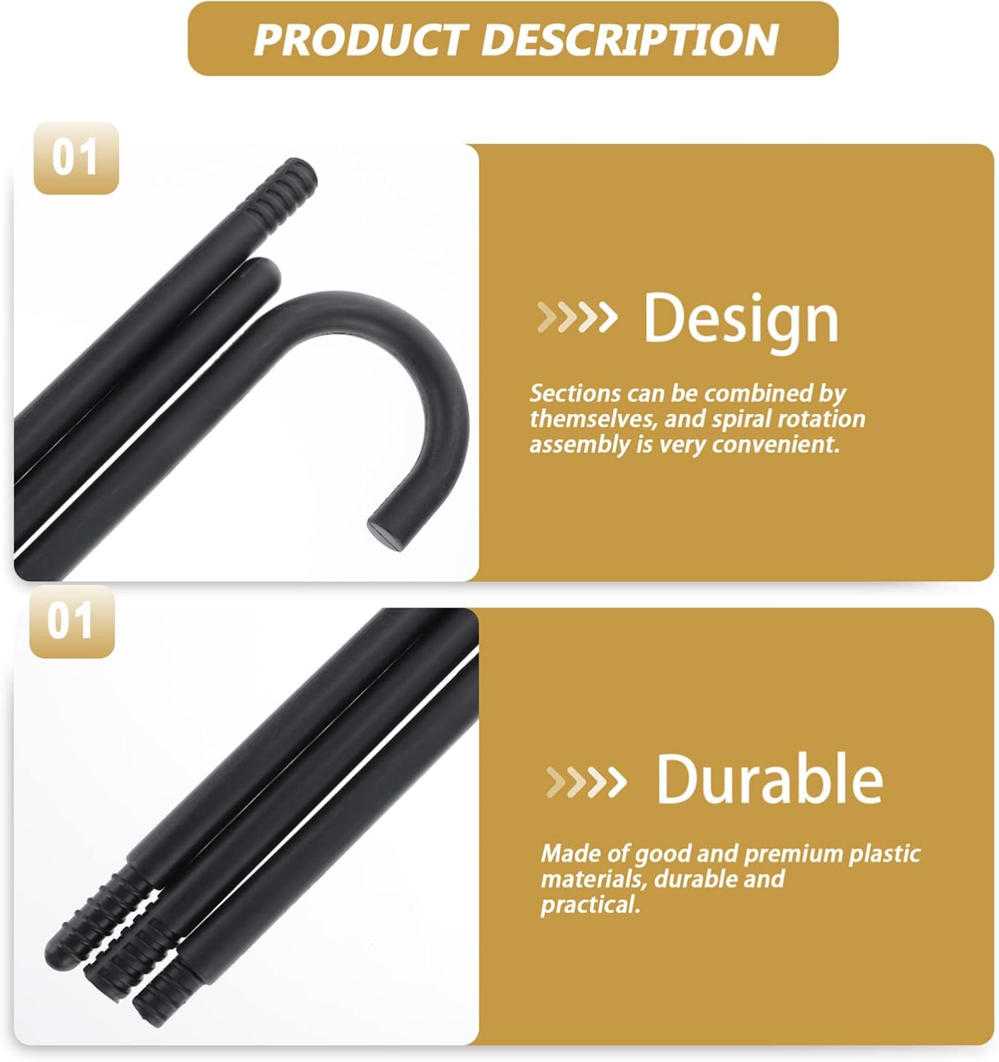 Toddmomy Magician Crutch Stick | Creative Plastic Kids Costume Cane Prop for Halloween Party | 3-Section Adjustable Black Decorative Walking Stick (1 Pack) image number 3