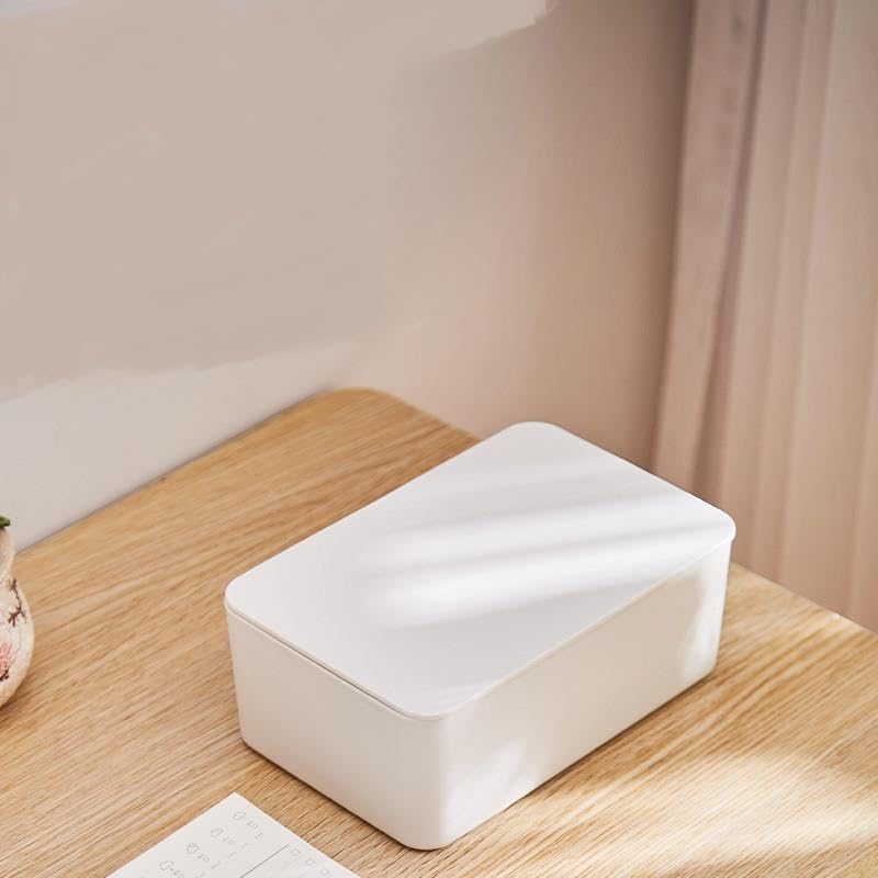 Diaper Wipes Dispenser, Tissue Storage Box Case, Wet Wipe Dispenser Holder with Lid for Home, Office, Cars (White, One Size) image number 2