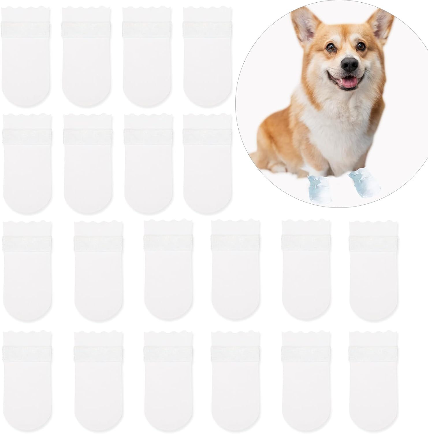 Disposable Dog Shoes for Small Dogs, Pet Shoes with Adjustable Adhesive Bandage, Dog Shoes and Paw Protector, Medium Pack of 20